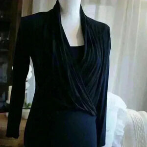 Loveappella Black Surplice Front Dress